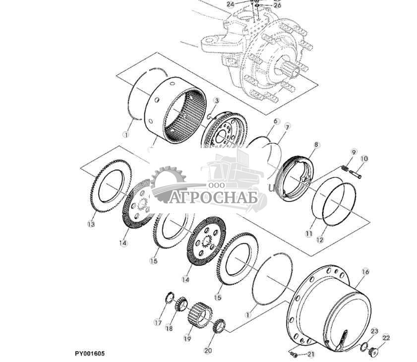 Мост MFWD 745  750, планетарная передача с дисковым тормозом 